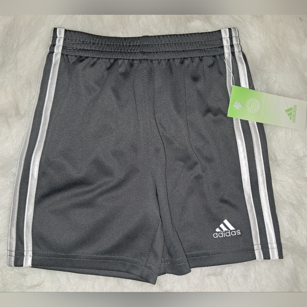 Adidas Kids Gray Shorts with White Stripes